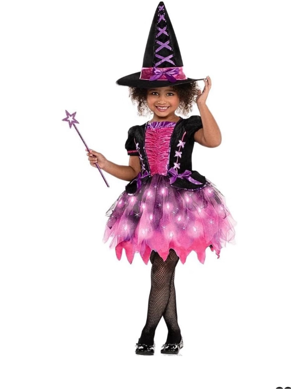 Kids Purple Witch Costume with Light-Up Tulle Skirt Size 4/6